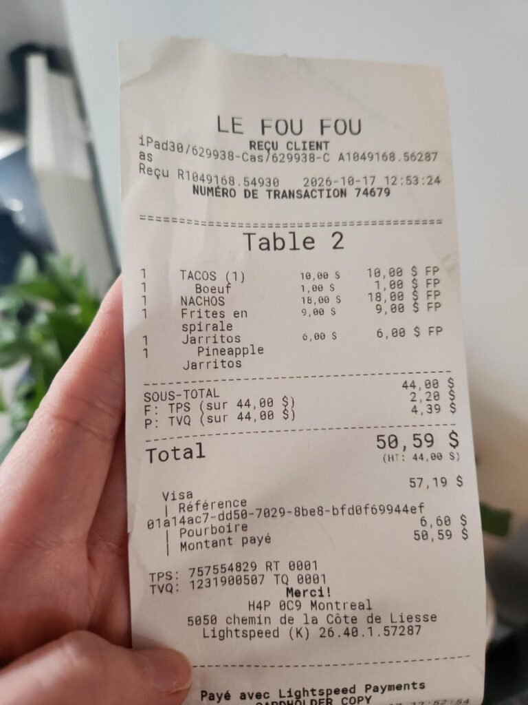 몬트리올 팁문화와 팁계산